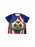 Boys Haitian Flag T-Shirt/ Bold Haitian Pride Graphic Tee