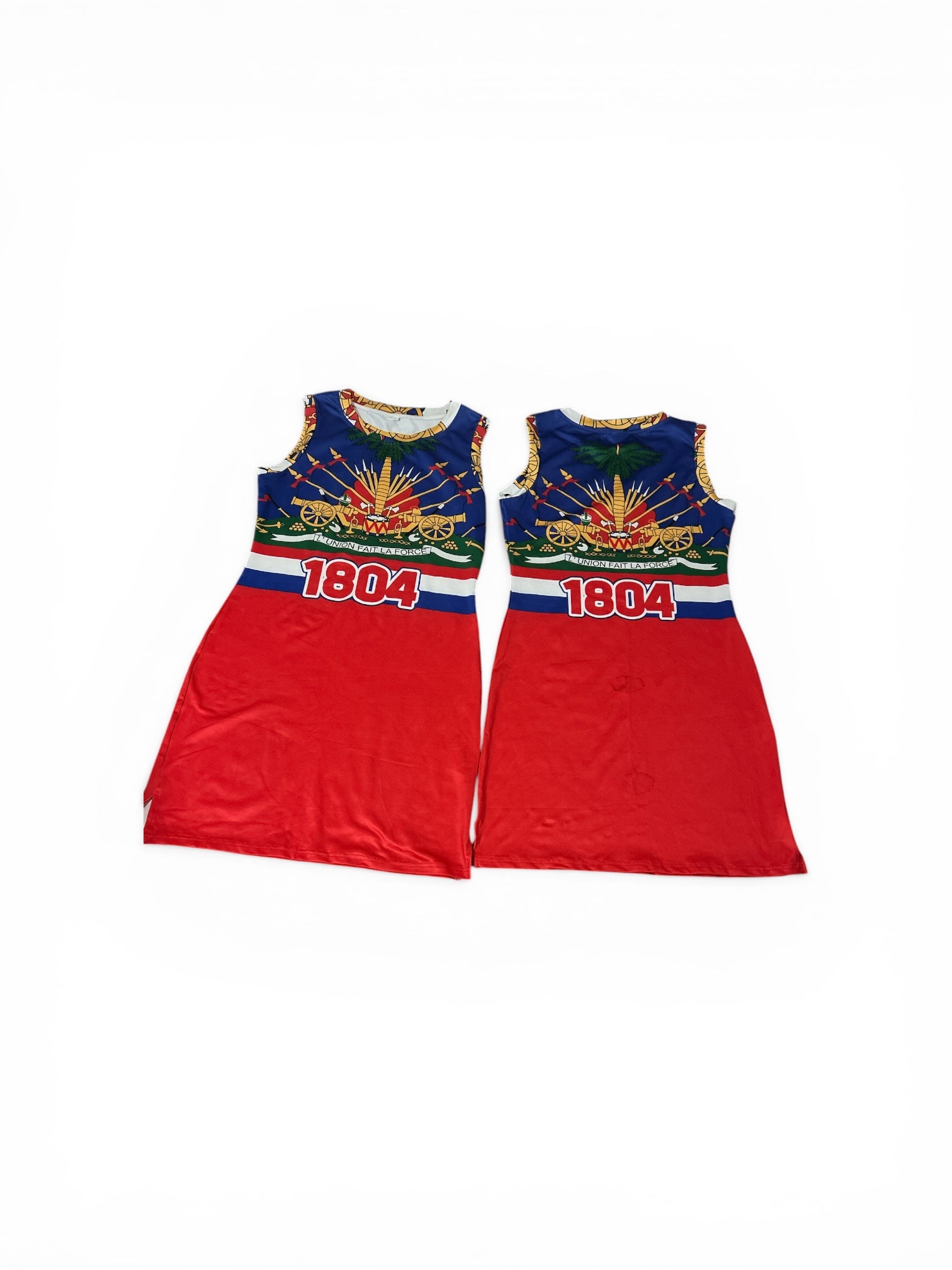 Haiti 1804 Women’s Stretch Dress – Haitian Pride Body Fit Dress (Blue/Red)